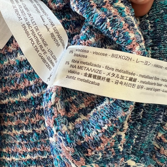 Zara Blue & Pink Sleeveless Embellished Tweed Top - Picture 8 of 10